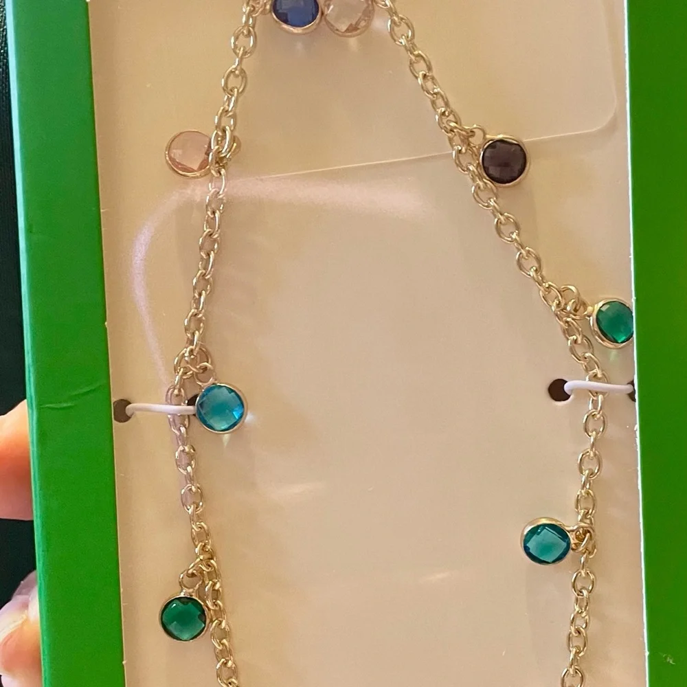 Kate Spade Gold Tone Phone Charm with Multicolor Rhinestone Charms